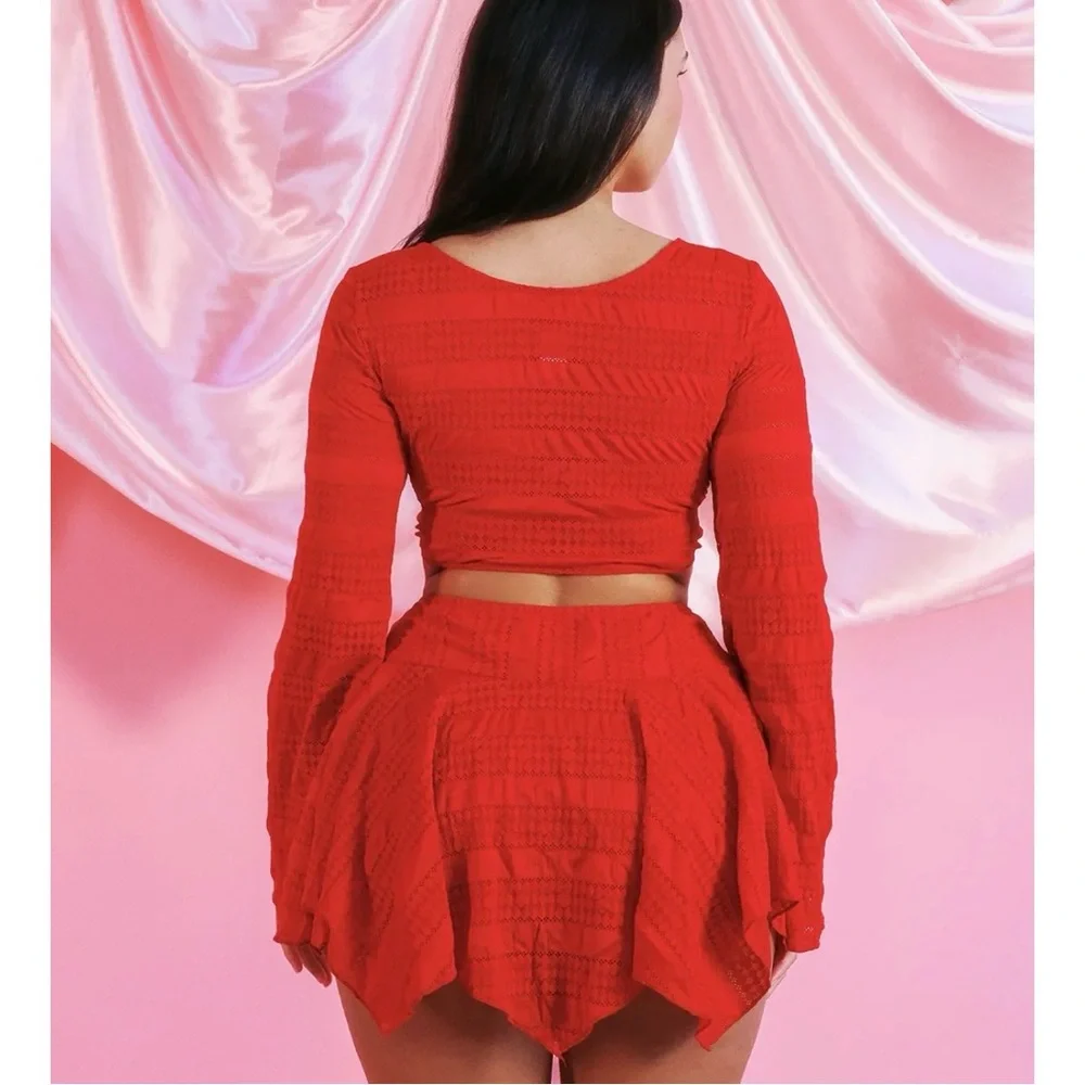 Dippin Daisies Red Tie-Front Top and Skirt Set